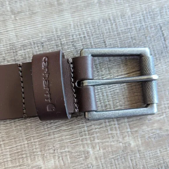 Carhartt Men's Roller Buckle Full Grain Leather Work Belt in Brown 42 - Picture 7 of 9
